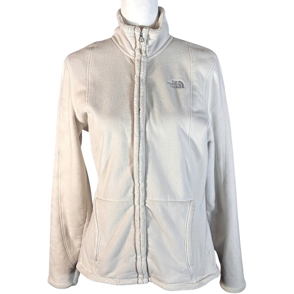 The North Face Fleece Jacket Womens Large Cream Full Zip Mock‎ Neck APRG